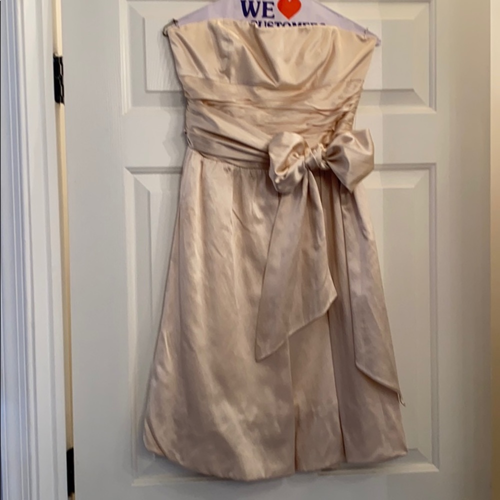 BCBG MaxaAzria cream silky strapless dress